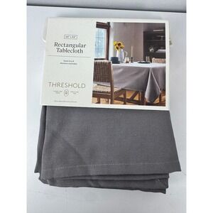 Threshold Rectangular Tablecloth‎ Gray 60x84 Seats 6-8 Cotton Blend NEW